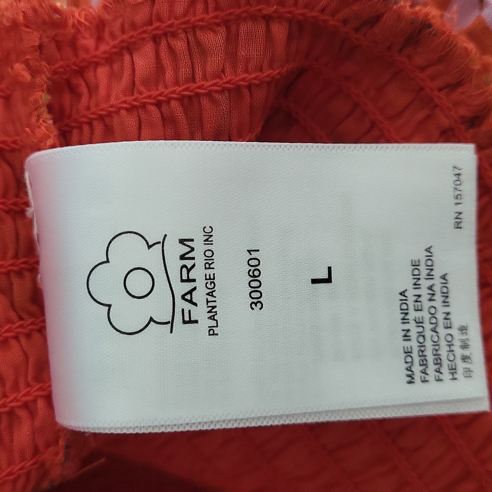 NWT Farm Rio Red Spring Banana Smocked‎ Mini Dress Size L - Picture 12 of 14